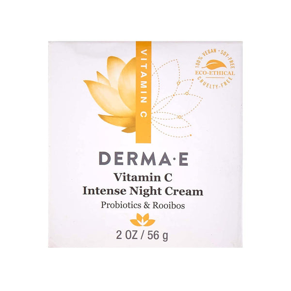 DERMA-E Vitamin C Intense Night Cream, 2 Oz, Brightening and Hydrating Facial Skin Renewing Cream, Anti-Aging Overnight Face Moisturizer for