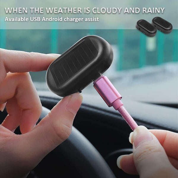 Car Solar Power Simulated Dummy Alarm, Anti-Theft LED Flashing Security Light Fake Lamp, Automotive Warning Interior Safety Lights with USB