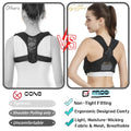 Posture Corrector for Women, 3Rd Gen. Adjustable Back Support with Shoulder Brace, Back Straightener and Pain Relief for Men, Black (Small/Medium)