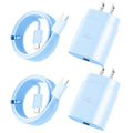Super Fast Charger Type C, 25W USB C Wall Charger Fast Charging 6.6FT Cable Blue 6.6FT