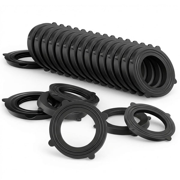 SmoTecQ 30 Pack Garden Hose Washers with Self-Locking Tabs - Heavy Duty Rubber Seals for 3/4" Hose Fittings, Stay-in-Place Design Prevents Falling