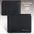 Travelambo Leather Wallet for Men, Slim Minimalist RFID Credit Card Holder Crazy Horse Black