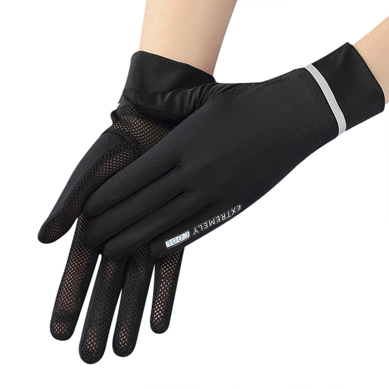 IPENNY Women Summer UPF 50+ UV Sun Protection Gloves 2 Fingers Flip Mesh Cooling Breathable Touchscreen Anti Slip Mittens Black