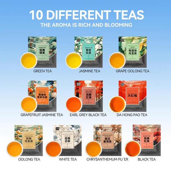 BEI CAI Tea Bags Sampler Assortment Box (50 Count) 10 Different Flavors,Perfect Variety Individually Wrapped Tea Bag,Perfect for Hotels, Offices,
