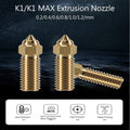 10PCS 3D Printer Extruder Nozzles Kit for K1/K1 Max/Ender 3 V3 KE, Packed High Temperature and Wear Resistance 5PCS 0.4mm, 1PC 0.2mm, 1PC 0.6mm,