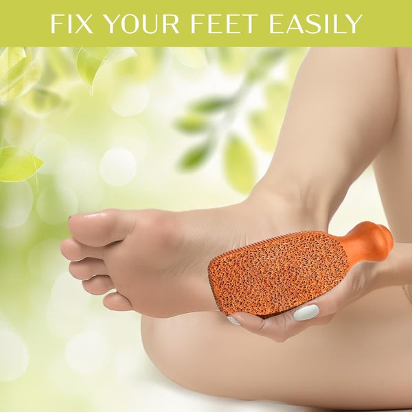 QUBA LINEN Pumice Stone for Feet – 2-Sided Terra Cotta Foot Scrubber, Natural Callus Remover for Dry Skin & Rough Heels, Cracked Heels – Pedicure
