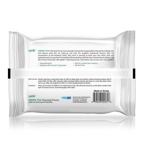 Epielle Green Tea Makeup Remover Wipes, Gentle Daily Facial Cleanser Towelettes, Remove Dirt, Oil & Waterproof Mascara, Stocking Stuffers, 30