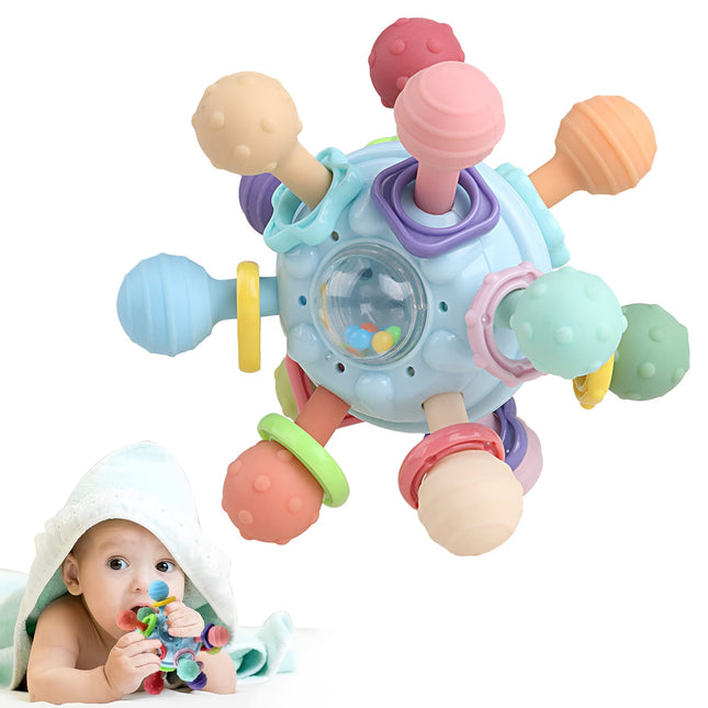 Baby Teething Toys - Infant Sensory Chew Rattles Toys - Newborn Montessori Learning Developmental Toy - Teethers for Bab