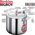 Hawkins 18 Litre Bigboy Pressure Cooker, Big Inner Lid Cooker, Silver (BB18), Aluminium 19 Quarts