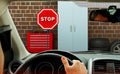 PARKEZ Flashing LED Light Parking Stop Sign For Garage