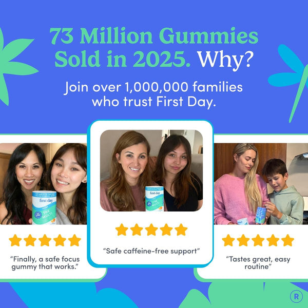 FIRST DAY Vitamins for Teens - Teen Multi Vitamins for Girls & Boys 12-17, Organic Fruit & Veggie Blend - 12 Key Nutrients: Vitamins A, B1, B2,
