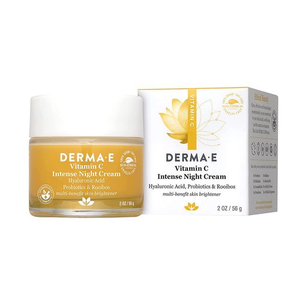 DERMA-E Vitamin C Intense Night Cream, 2 Oz, Brightening and Hydrating Facial Skin Renewing Cream, Anti-Aging Overnight Face Moisturizer for