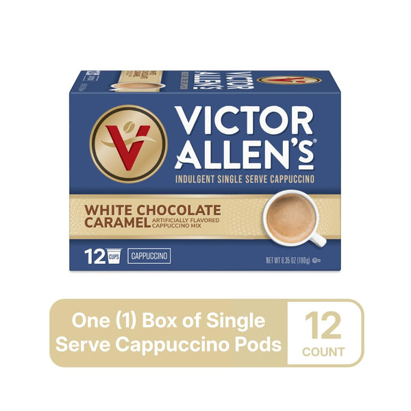 Victor Allen'S Coffee White Chocolate Caramel Flavored Cappuccino, 12 Count, Single Serve Coffee Pods for Keurig K-Cup Brewers