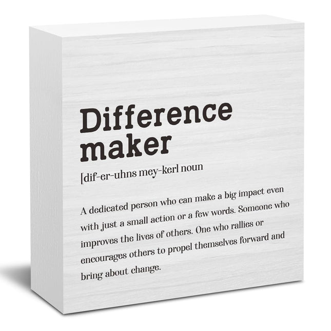 Difference Maker Definition Home Office Decor Wooden Box Sign, Motivational Farm