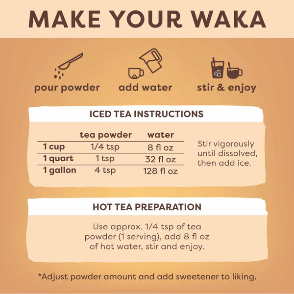 Waka Instant Green Tea Mix, Raspberry Flavored - 100% Tea Leaves, No Additives, Unsweetened Tea Powder in Bulk Pouch â Easy Quick Hot and Iced