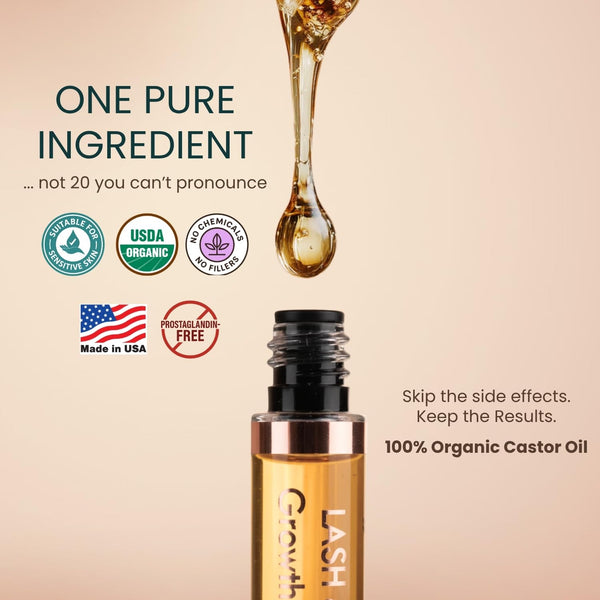 Organic Castor Oil Lash Serum for Eyelash Growth Serum and Eyebrow Growth 10ml (Pack of 1) Castor Oil
