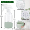 HOMBYS 8 Oz Empty Clear Glass Spray Bottles with Silicone Sleeve Protection Refillable Containers for Cleaning Solutions, Essential Oils, Misting