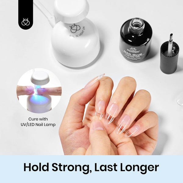 Beetles Top Coat Base Gel & Nail Glue Set-3Pcs No Wipe Top Coat Gel Nail Polish & Base Coat with 9 In 1 Nail Glue Shine Effect Long Lasting Soak