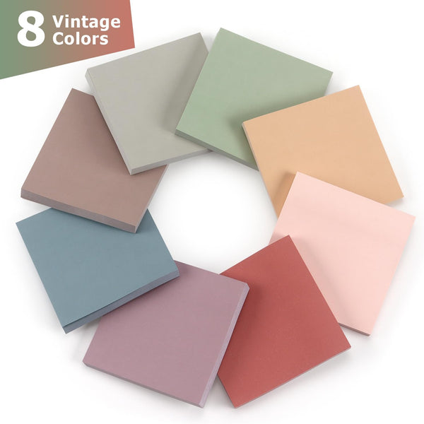 OSBOO Sticky Notes 3x3 Inch 8 Pack Vintage Colors, 80 Sheets/Pad