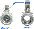 316 Stainless Steel 1/8"~3" Full Port Ball Valve with Blue Vinyl Handle, NPT Female x Female Thread,1000 WOG (2 Inch) 2 Inch (1 PC)