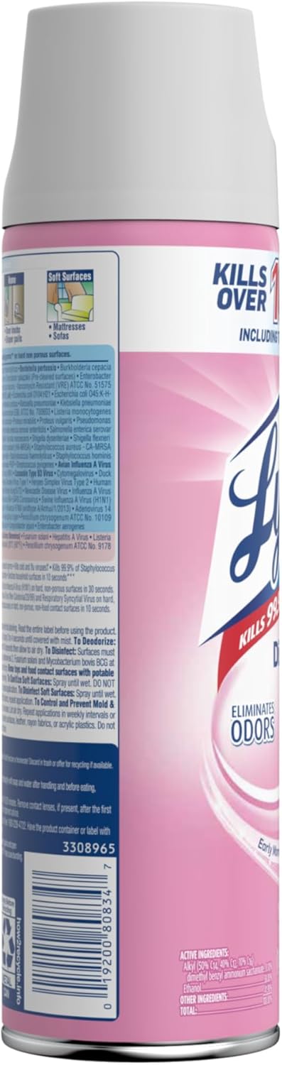 Lysol Disinfectant Spray, Sanitizing and Antibacterial Spray, for Disinfecting and Deodorizing, Early Morning Breeze, 1 Count, 19 Fl Oz Each
