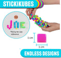 KOMARC GAMES Stickikubes, Mini Stacking Cubes That Stick to Anything, Non Toxic Kid Safe Sticky Blocks, Creative Construction Toy - 125 Cubes, 5