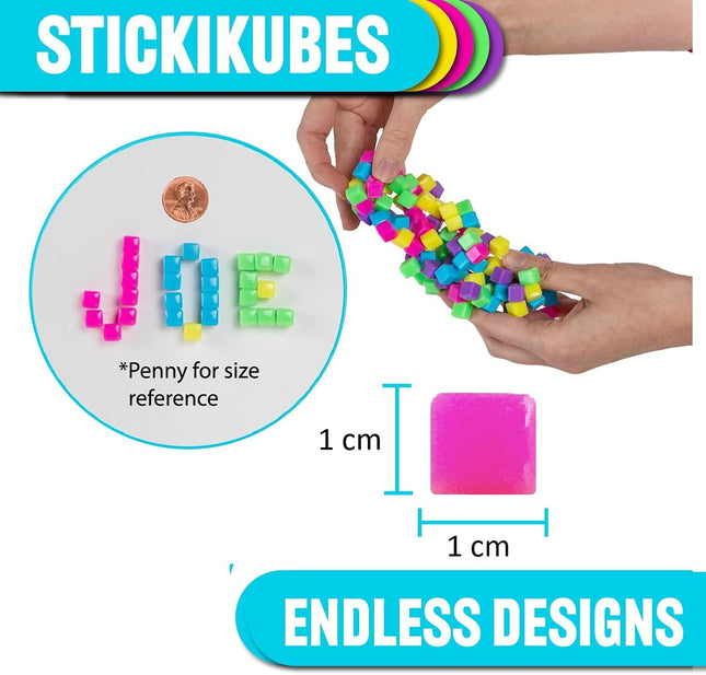 KOMARC GAMES Stickikubes, Mini Stacking Cubes That Stick to Anything, Non Toxic 