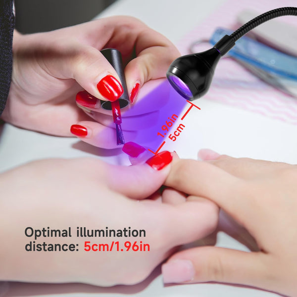 UV Nail Lamp - UV Light for Gel Nails, Flash Cure Lamp, LED Gooseneck Flash Cure Lamp for Nails, Manicure Dryer Black Light with Clamp, 365+395nm