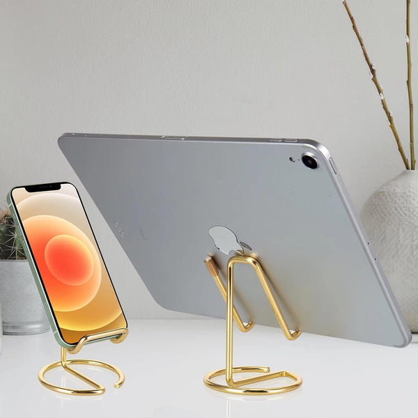 ROPOSY Cell Phone Stand for Desk, Cute Metal Gold Cell Phone Stand Holder Desk Accessories, Compatible with All Mobile Phones, iPhone, iPad gold 1