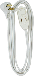Woods SlimLine Extension Cord - 16/3 Indoor Flat Plug with Right Angled Design - 3 Polarized Outlets - PVC Jacket - Space Saving - Neutral White -