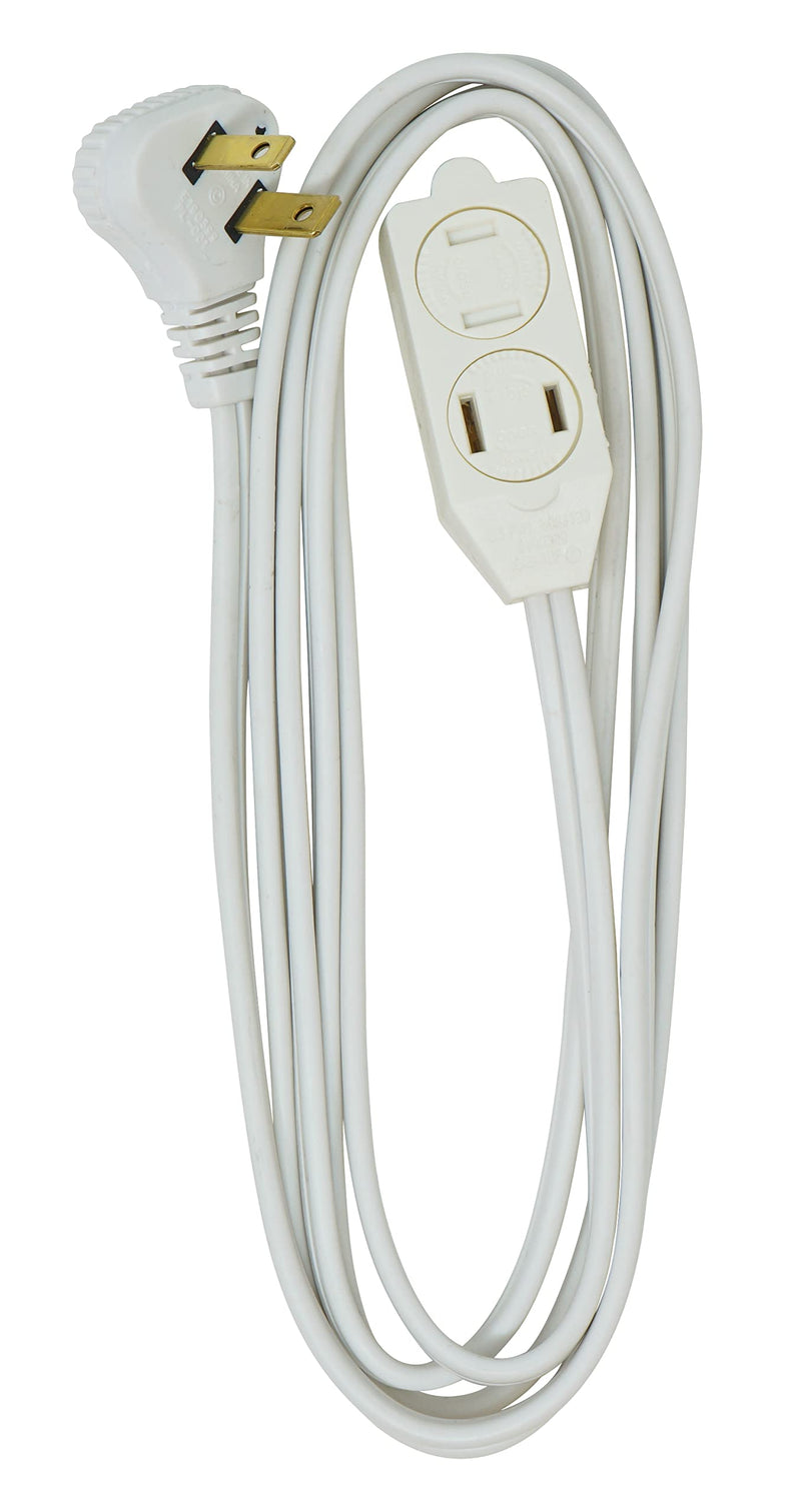 Woods SlimLine Extension Cord - 16/3 Indoor Flat Plug with Right Angled Design - 3 Polarized Outlets - PVC Jacket - Space Saving - Neutral White -