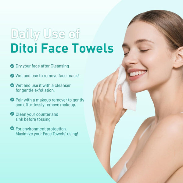 Face Towels, 10"ÃÂ12" Disposable Face Towel, Face Towelettes XL, Ultra Soft Makeup Remover Dry Wipes, Thick Face Towel for Sensitive Skin, 50 Count