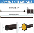 Matte Bronze Shower Curtain Rod,1 Inch Diameter Stainless Steel Adjustable Spring Tension Rods 32 to 68",With Holders,Anti-Slip,Curtain Rods No