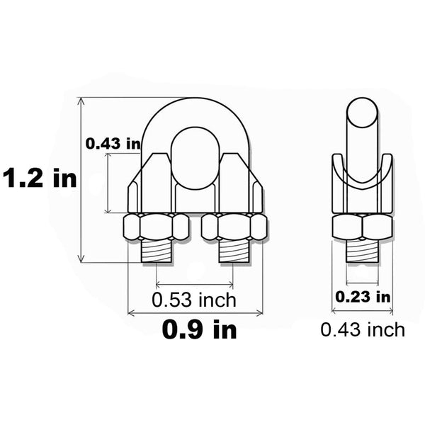 1/4 Inch 6mm Wire Rope Clamps Clip 304 Stainless Steel Cable Clip Fastener 12 Pcs 1/4 Inch (12 Count)