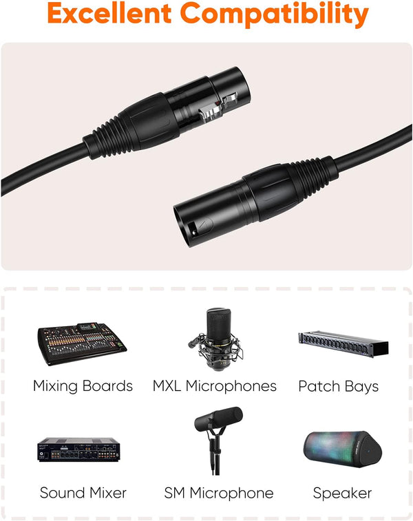 CableCreation 3Pin XLR Male to Female Balanced Microphone Extension Cable | For Speaker Mic, Mixer, PA-system, Preamp, Radio Station,Live-Stage,