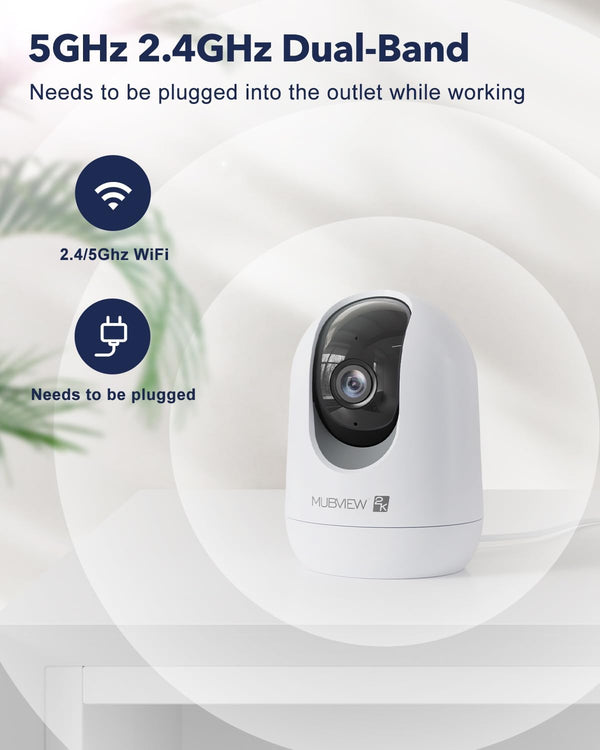 Indoor Security Camera 2K, Pet Camera with Phone App, WiFi Cameras for Home Security Camera for Dog/ Baby Monitor/Elder Pan Tilt, 5/2.4GHz, 24/7,