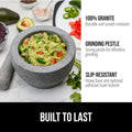 GORILLA GRIP 100% Natural Granite Stone Mortar and Pestle Set, 2 Cup, Non-Scratch Base, Heavy Duty Unpolished Molcajete Guacamole Salsa Bowl,