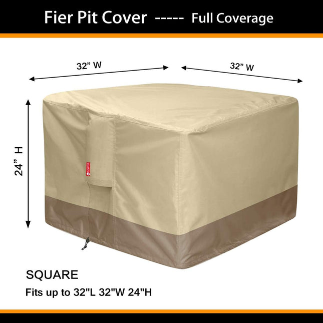 Sheechung Gas Fire Pit Cover Square - 600D Heavy Duty Patio Outdoor Fire Pit Tab