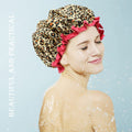 4 Pcs Shower Cap for Women Double Waterproof Layers Reusable Elastic 4 Count (Pack of 1)