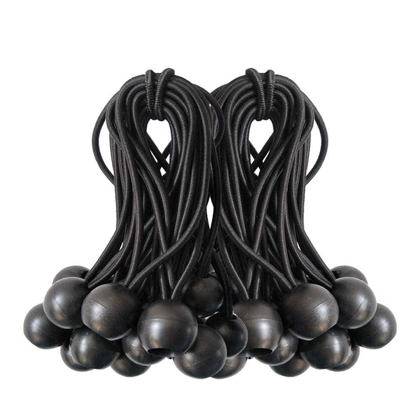 Ball Bungee Cords, 50 Packs, 4 Inch Black Tie Down Cords for Tarp, Canopy Shelter, Wall Pipe, UV Resistant