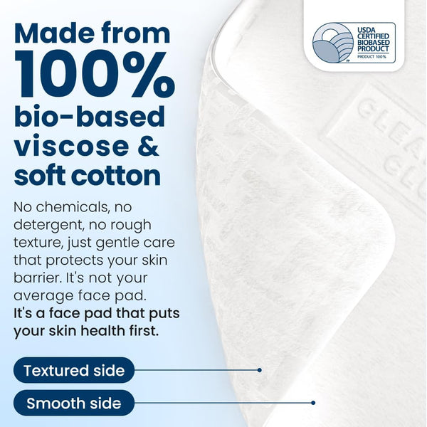 Clean Skin Club Clean² Pads 2.0 [NEW & Improved Edges] Guaranteed Not to Shed & Tear Face Pads, Unique Triple Layers, Textured & Ultra Soft Side,