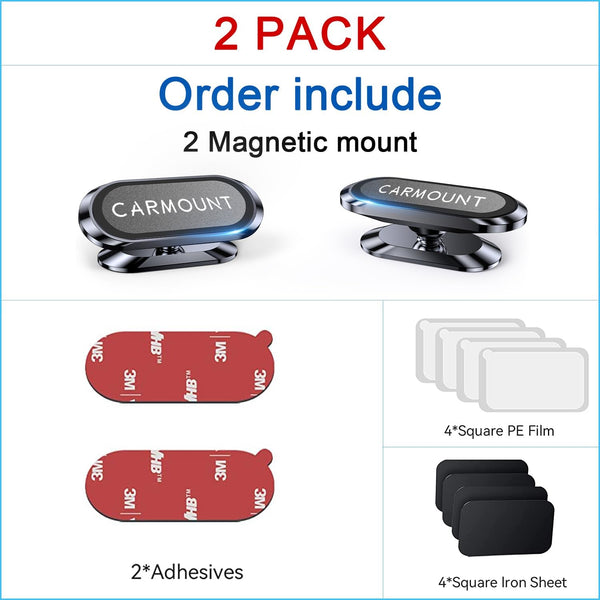 【2-Pack】 Magnetic Phone Holder for Car【Strong Magnets】 Carmount 2.0 Magnetic Phone Mount for Car【360°Rotation】 Car Mount for Cell Phone Holders