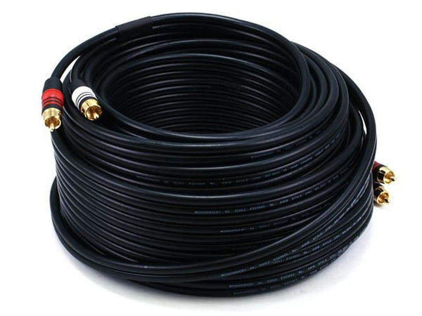 Monoprice 1.5ft Premium 2 RCA Plug/2 RCA Plug M/M 22AWG Cable - Black - (105346)