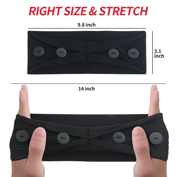 ABAMERICA Headbands with Button for Mask, Wide Nurses Headbands Non Slip Elastic Ear Protection for Women Men Doctors Sweatband Headband A04- 4