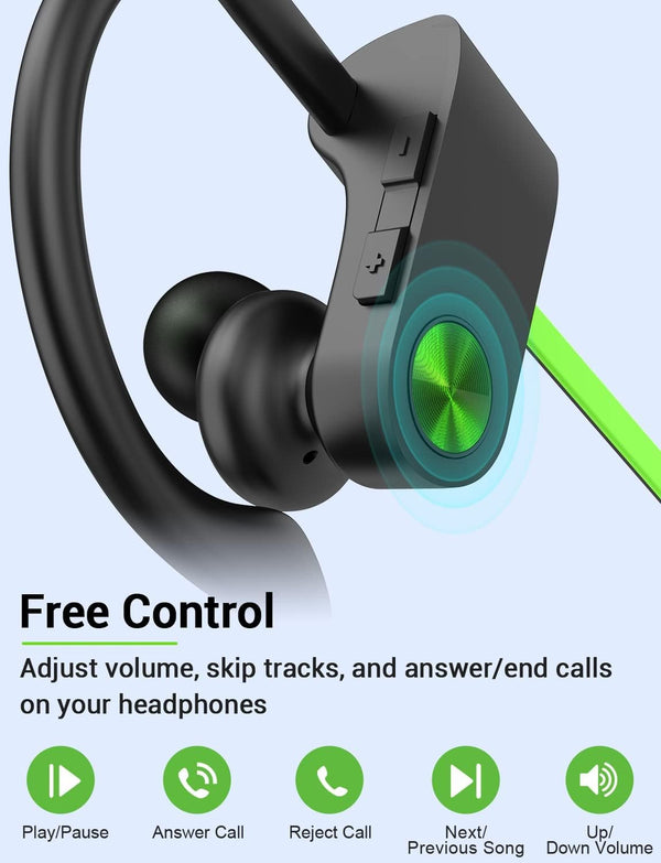 Stiive Bluetooth Headphones, 5.3 Wireless Sports Earbuds IPX7 Waterproof with Mic, Stereo Sweatproof In-Ear Earphones, Noise Cancelling Headsets