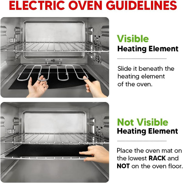 Oven Liners for Bottom of Oven - Thick Heavy Duty 17” x 25” 2 Pack Non-Stick Reusable Mats - BPA & PFOA Free Protector for Electric, Gas,