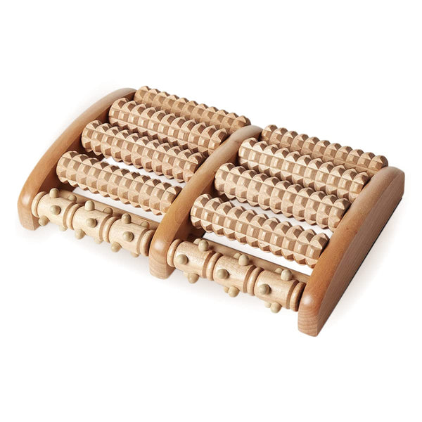 Kanjo FSA HSA Eligible Acupressure Foot Pain Relief Multi-Roller - Wooden Dual Foot Roller - Relieves Plantar Fasciitis, Heel & Arch Pain -