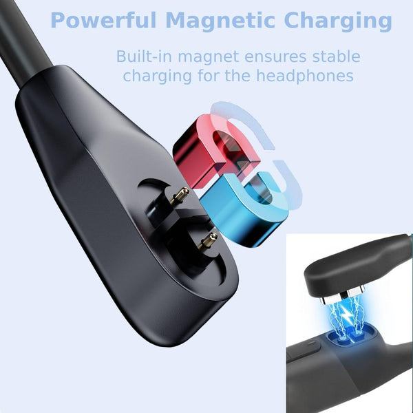 HCHNH Replacement for Shokz Headphones Charging Cable, 2 Pack Charger for Shockz Aftershokz Open Run Headphone, 3.3ft Magnetic USB Cord Black