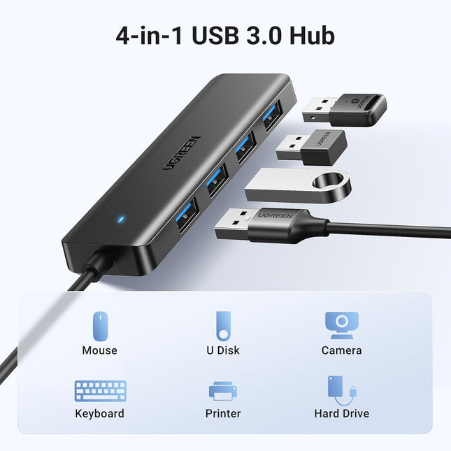 UGREEN USB 3.0 Hub, 4 Ports USB a Splitter Ultra-Slim USB Expander for Mouse, Keyboard, Flash Drive, U Disk, Printer Com