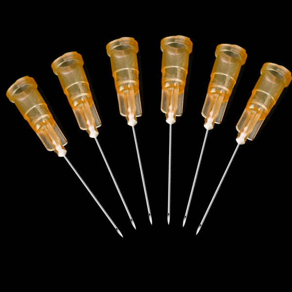 100Pack 25Ga 1Inch/25mm with Cap Dispensing Needla Accessories Disposable Lab Supplies, Individually Sealed Wrapped 25Ga-1inch